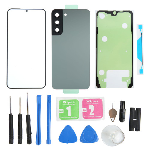 Smartphone Outer Screen Back Glass Cover with Camera Lens Cellphone Glass Cover Housing Door Kit for Samsung Galaxy S22 Plus Silver