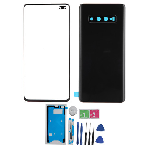 Mobile Phone Back Glass Cover and Outer Glass Panel Replacement for Samsung S10+Plus(Black )