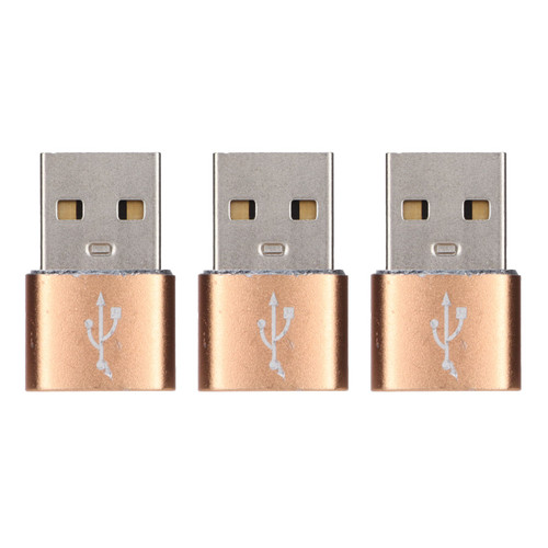 3 Pack USB 2.0 Male to TypeC Female U Disk Adapter Metal USB to TypeC Adapter for Laptop Mobile Phone(Gold )