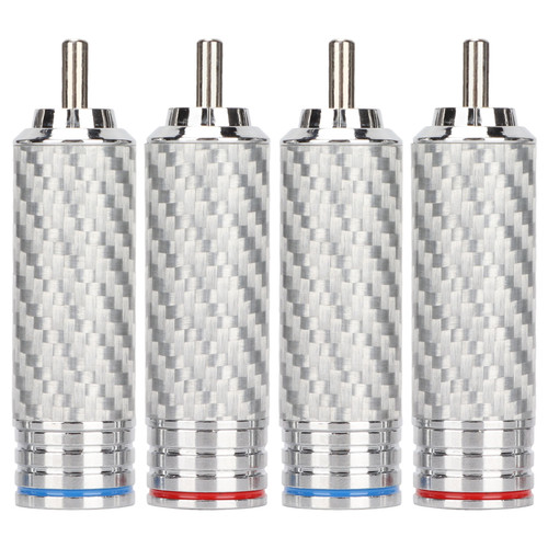 4Pcs RCA Sound Plug Chrome Plated Welding Phono RCA Male Plug for 8mm Wire Diameter Speaker Equipment