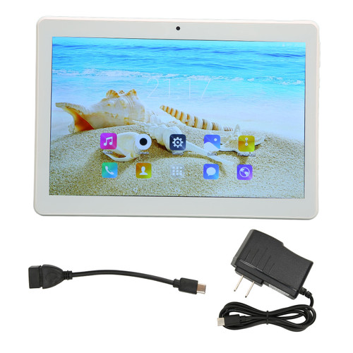 10.1in Tablet for Android 11.0 4GB 64GB Front 500W Rear 1300W 2.4G 5G Dual Band WiFi 10 Core Calling Tablet 100‑240V Purple US Plug
