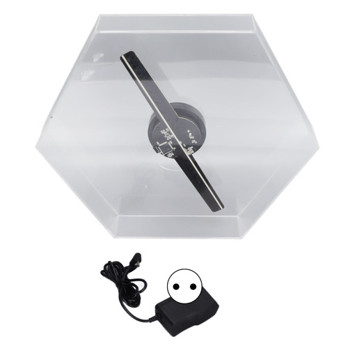 Holographic Advertising Machine 3D Naked Eye LED Fan with Hexagonal Protective Cover for Store Holiday Events DisplayEU Plug