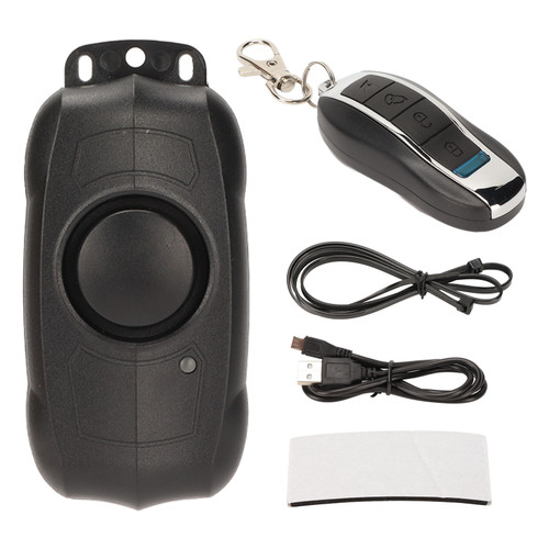Wireless Bike Alarm IP55 Waterproof Prevent Theft 113dB Rechargeable Bike Vibration Alarm with Remote for Home Black