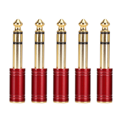 5PCS 6.5mm 1/4” Male to 3.5mm 1/8” Female Audio Cable Adapter Plug for Guitar SpeakerRed