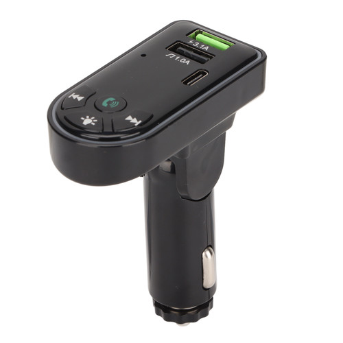 Car MP3 Player Hands Free Stereo Dual USB Charging Bluetooth Car Adapter with Colorful Ambient Light