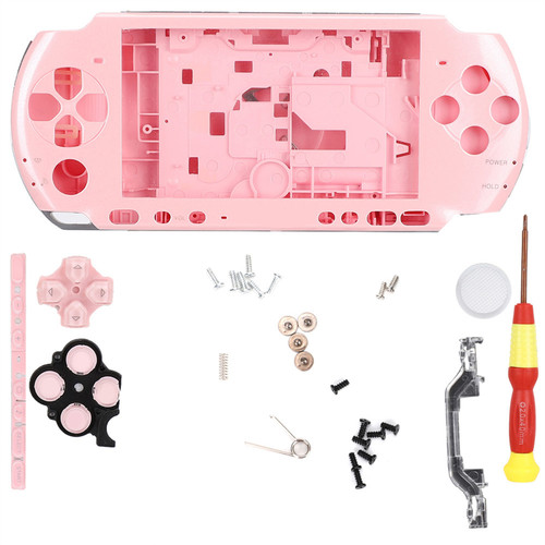 For PSP3000 Game Console Case Full Housing Shell With Screwdriver Wearable Compact(Pink)