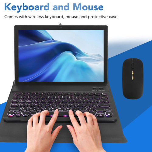 2 in 1 Tablet 10.1 Inch 4G LTE Calling 5G WIFI 12GB RAM 256GB ROM 24MP Camera Tablet PC with Keyboard