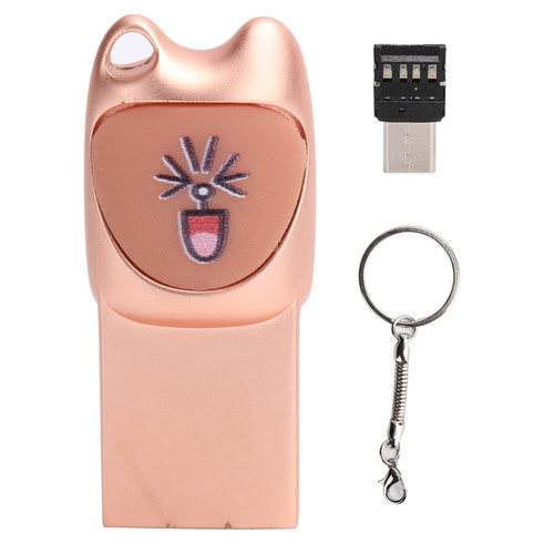 U Disk Cartoon Flash Disk DriveFree Data Transmission Equipment with TypeC Adapter(Rose Gold 32G)