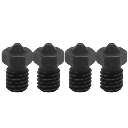 4Pcs V6 Hardened Steel Nozzle High Flow High Temperature Resistant V6 Metal Nozzle for CR 10 Anet8 3D Printers 0.6mm