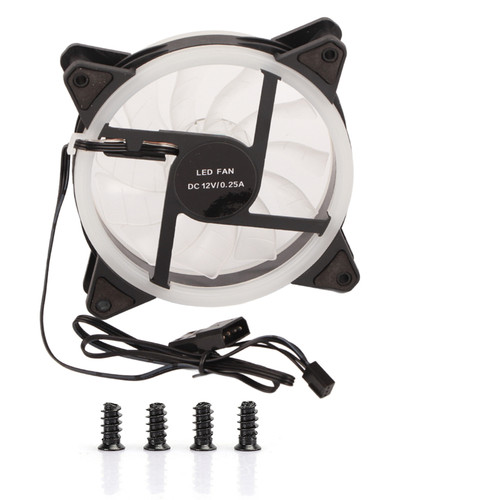 Chassis Fan Computer Cooler Mute Desktop PC Accessory Monochrome RGB Double Aperture 12cm(Double Aperture Red Light Screws )