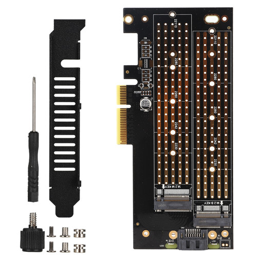 PCIE to M.2 SATA+NVME Dual Disk Expansion Card for 2230 2242 2260 2280 22110 Size M.2 SSD