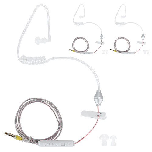3 Sets HRT‑1 Mobile Phone Air Tube Headset with Microphone 3.5mm Plug Wired EarphoneTransparent