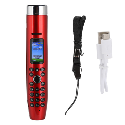 AK009 Pen Multi Function Personality Mini Cigarette Lighter Flashlight 0.96in Dual Card Dual Standby Mobile Phone(Red )