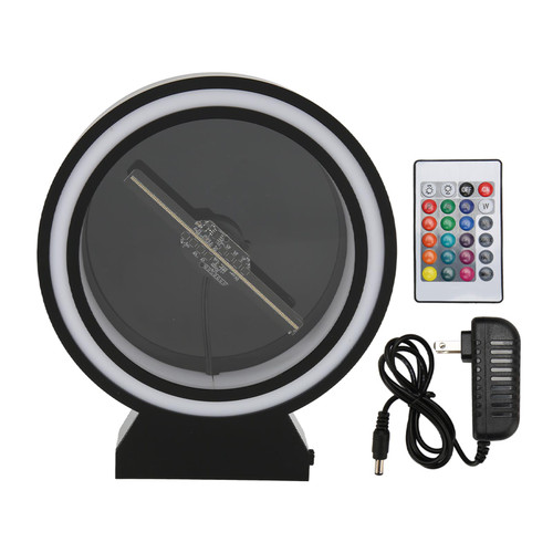 3D Advertising Display WiFi Built in Memory Card 2000x128 3D Holographic Fan with Round Protective Cover 100‑240V US Plug
