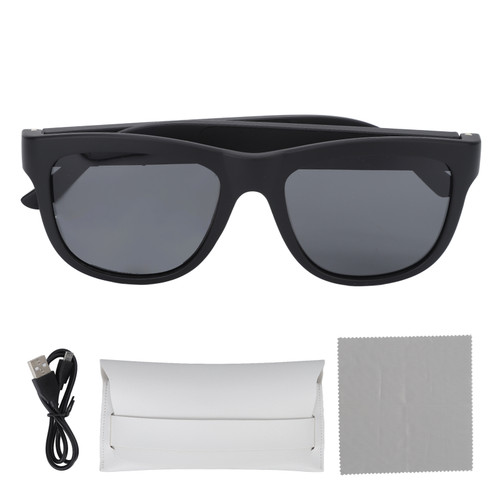 Audio Sunglasses Built in Microphone Speaker Touch Voice Control USB Charging Black Smart BT Glasses