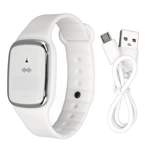 Ultrasonic Mosquito Repellent Watch Fast Charging 3 Gear Clock Function Adjustable USB Insect Wristband for Adults Kids White