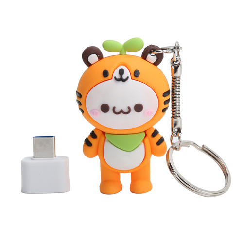 U Disk USB2.0 Memory Flash Drive with TypeC Adapter Computer Accessory Tiger Pattern upc0101(8GB )