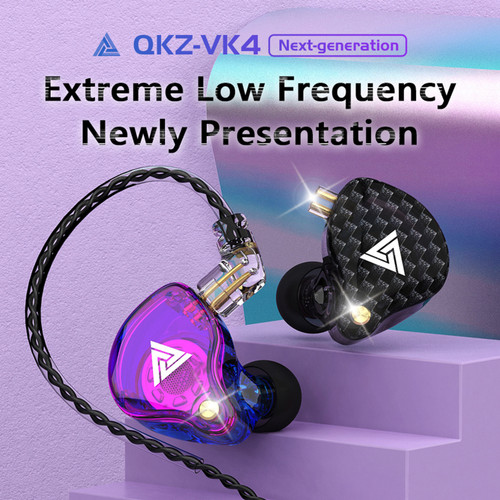 VK4 3.5mm Wired Headphones In-ear Sports Headset Moving Coil Music Earphones In-line Control with Mic Detachable Replaced Cable