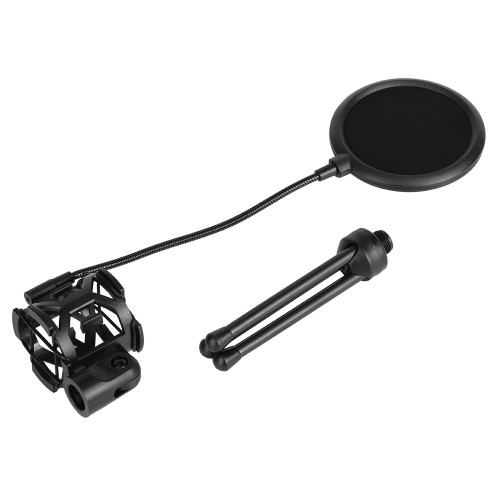 Microphone Shockproof Shock Mount Filter Bracket Stand Mic Stand for Podcast Studio Desktop