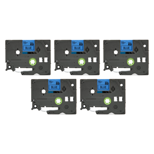 5 Pcs Label Maker Tape Black On Blue 12mm 0.47 Inch Label Tape for Ptouch PT D210 PT H100 PTD220 PT 1290