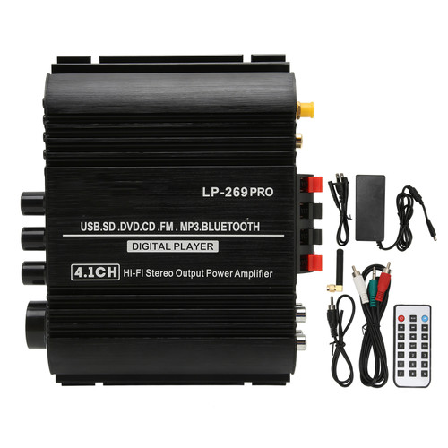 Bluetooth 5.0 Amplifier HiFi Stereo 4.1CH Lossless Multi Playback Amp Receiver System with Remote Control 100‑240V US Plug