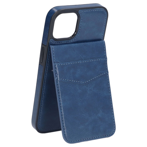 6.1in Phone Case Compatible for IPhone 13 PU Leather Wallet Phone Case with Magnetic Buckle Protective Case with Clip Holder Blue