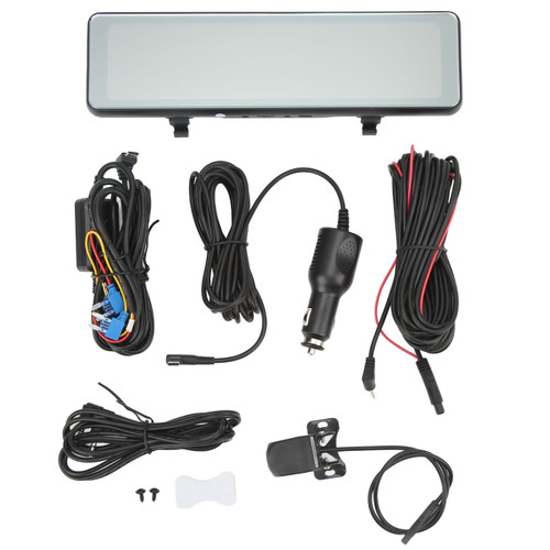 10.1in Mirror Dash Cam HD 4K IPS Full Touch Screen 170° Wide Angle Dual Lens with Carplay Function for Car