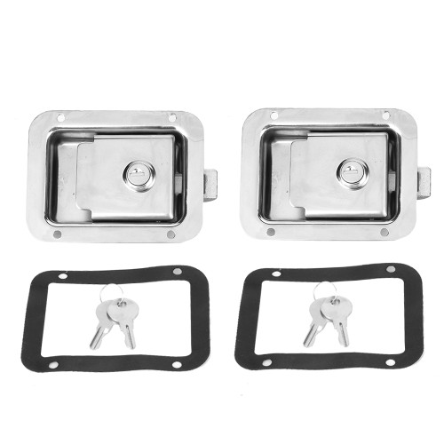 1 Pair Car Entry Stainless Steel Door Lock Latch Handle with Keys for RV Truck Toolbox