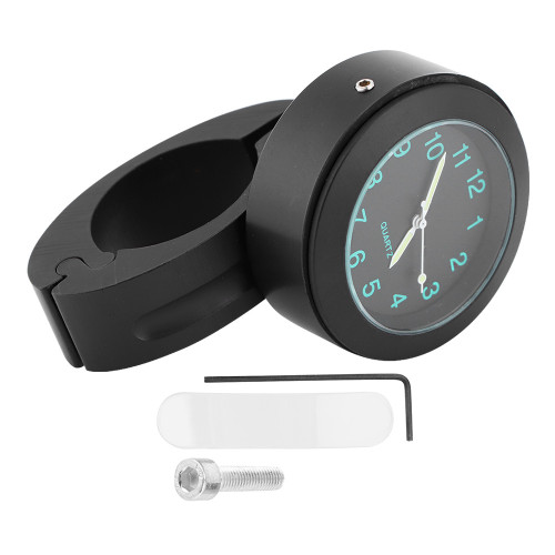 22/25mm Motorcycle Handlebar Mount Clock Universal Waterproof Watch Built In Battery(Black )