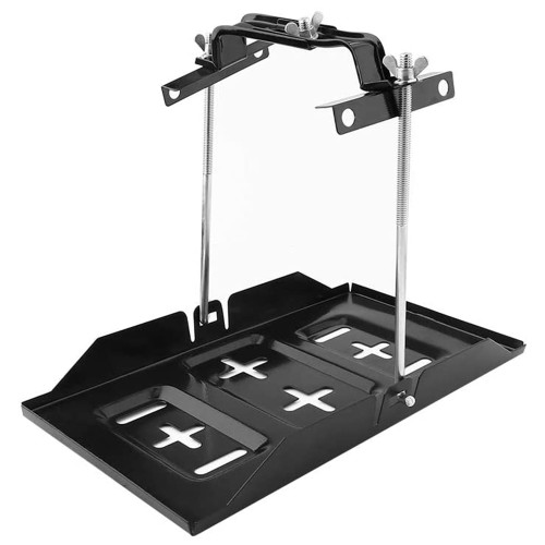 Universal Metal Car Battery Tray Adjustable Hold Down Clamp Kit