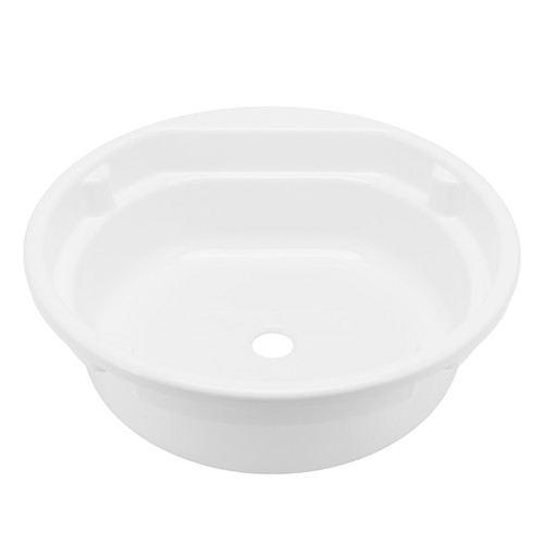 RV Bathroom Vessel Sink 430x140mm Round White Hand Washing Acrylic Large Capacity for Camper Caravan Yacht