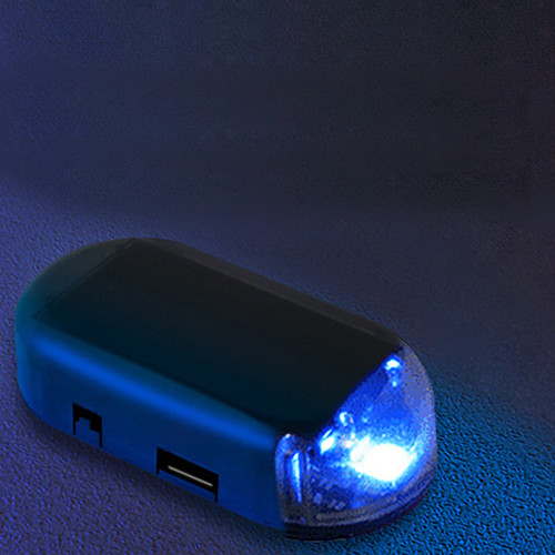 Solar Power Simulated Dummy Alarm Anti Theft Fake Warning LED Flash Light Universal for CarBlue