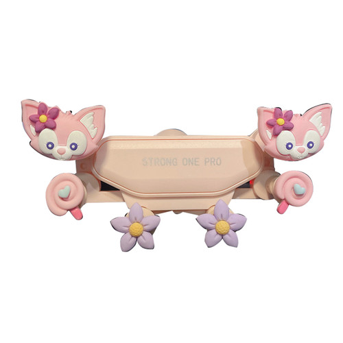 Car Phone Holder Universal Multifunction Cute Cartoon Prevents Shake 6 Points Air Vent Car Phone Holder for Car Pink (Lina)