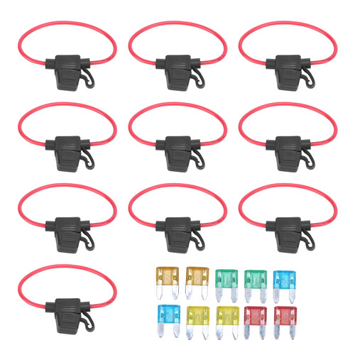 Inline Fuse Holder ATC/ATO AddaCircuit with 10pcs Fuse for Car ATVs UTVs SUVs Motorcycles