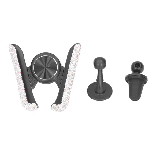 Bling Car Phone Holder Vehicle Cell Phone Mount Cradle Adjustable Auto Cell Phone Mount Universal for Women GirlsWhite