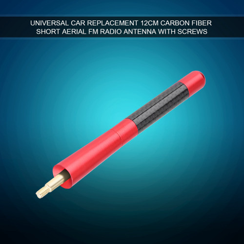 Universal Car 12cm Carbon Fiber Short Aerial FM Radio Antenna with Screws Carbon Red