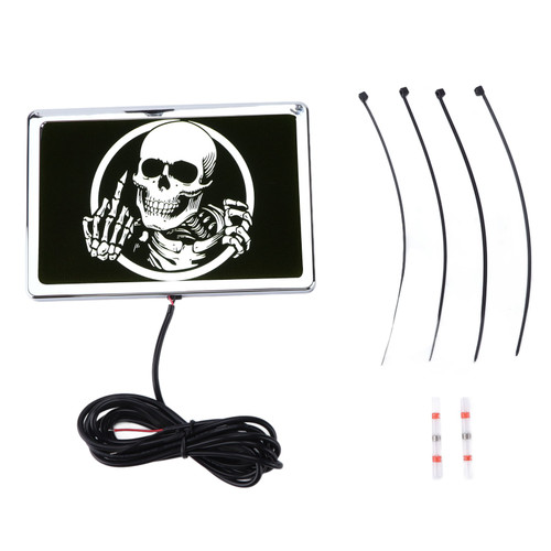 DC12V 4x6in LED Flag Light Skeleton Pattern Universal Accessory for Motorcycles UTVs ATVsChrome Frame
