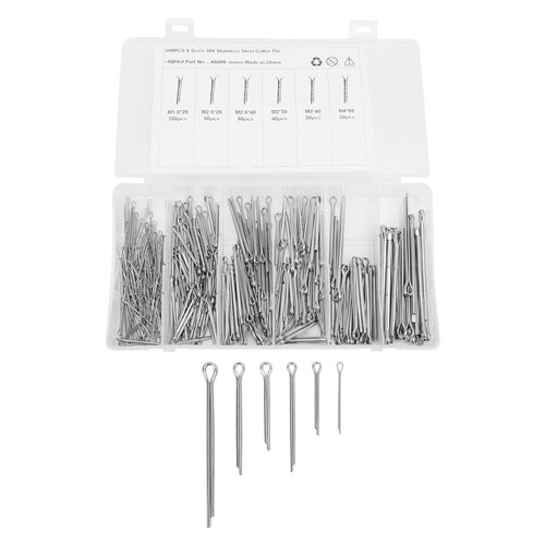 340Pcs/Set Cotter Pin Assortment Kit 6 Sizes M1.5x25 M2.5x25/40 M3x30/40 M4x60 for Car Truck Garage Workshop