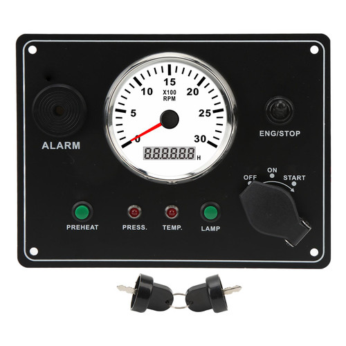 Multifunction Tachometer Panel 3000RPM Oil Pressure Water Temperature Alarm Engine Gauge Panel 12V
