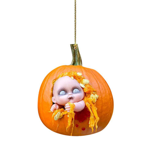 Halloween Pumpkin Car Pendant Acrylic Car Ornament Car Pendant Car Interior Rear View Mirror Charm Accessories