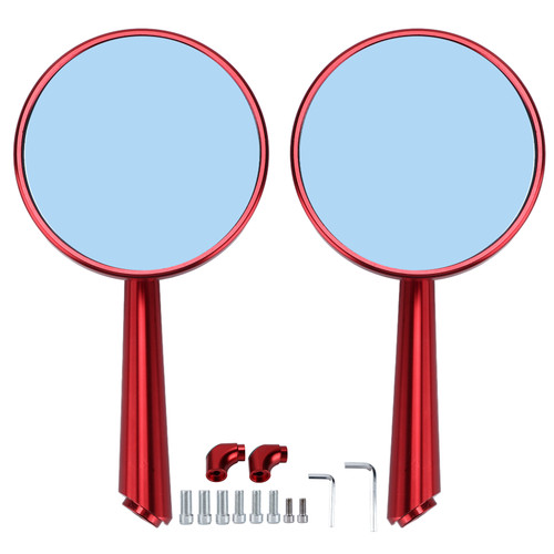 Retro Rear View Mirror CNC Aluminum Alloy Universal for Motorcycle 8mm 10mm Mounting SizeRed