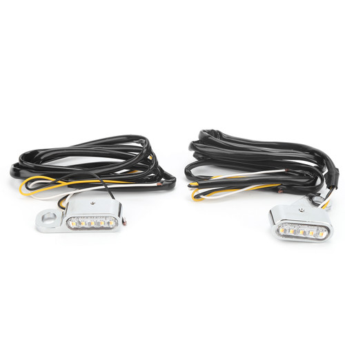 2Pcs DC12V Turn Signal Light Motorcycle LED Indicator Lamp Fit for XL 48 72 1200 883 2004‑2020Chrome Plated Silver