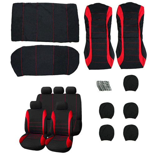 9 Pcs Car Seat Cover Vehicle Protective Cushion Four Seasons Universal Full Surround Headrest Auto Interior Decoration for Most Car Truck Suv Van Seam Style