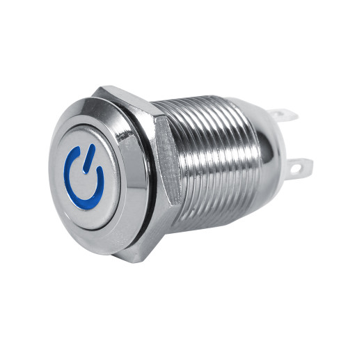 Car Vehicle Power Push Button Switch Momentary Type Blue LED 3V