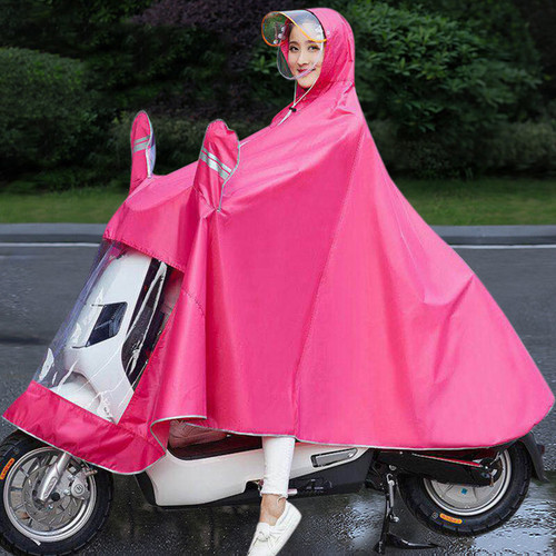 Motorcycle Raincoat Cycling Rain Poncho Waterproof Scooter Rain Capes for Men WomenOxford with Retroreflector Rose 4XL Thicken