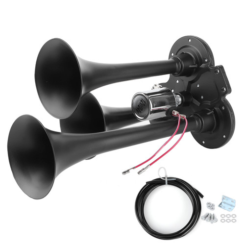 Electric Air Horn 3 Trumpets 12V/24V 135dB Loud Sound Fit for Truck Car SUV Train