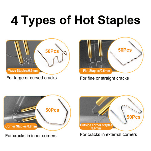 100W Plastic Welder,Hot Stapler Machine Car Bumper Repair Kit with Pliers, Knife, 200pcs Flat/Outer Corner/Inner Corner/Wave Welding Nails for Bumper/Kayak/Plastic Products Repair