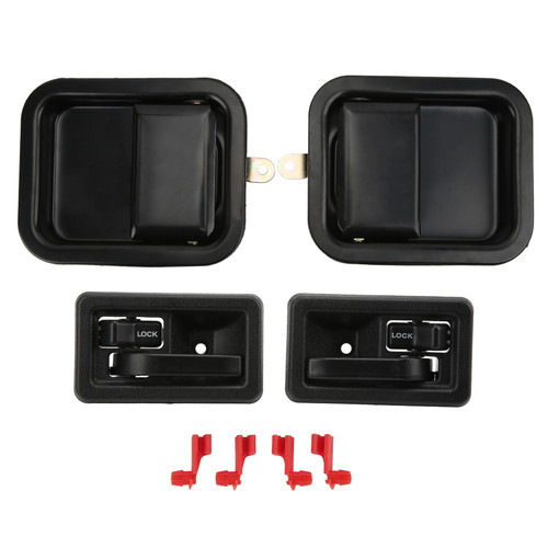 Exterior Interior Door Handles Set Front Left Right 55176476AC Replacement for Jeep Wrangler YJ 1991‑1996