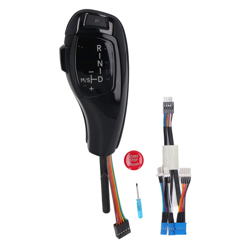 LED Gear Shift Knob Shifter Lever Head Retrofit Kit with Engine Start Stop Button for E61 E60 E46 LHD Glossy Black