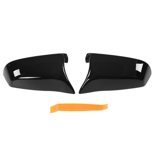 2pcs Side Door Mirror Cover Left Right 51167187431 Replacement for E60 E61 F10 F11 F01 F02 2008‑2013Glossy Black